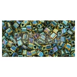   Toho Triangle Japanese Seed Bead  -  243 -  Emarald Lined Topaz - 11/0