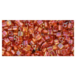   Toho Triangle Japanese Seed Bead  -  951  -  Brick Red Lined Jonquil  - 11/0