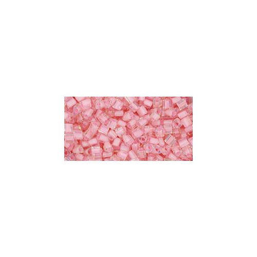 Toho Triangle Japanese Seed Bead  -  191 - Soft Pink Lined Rainbow Crystal  -  size: 11/0