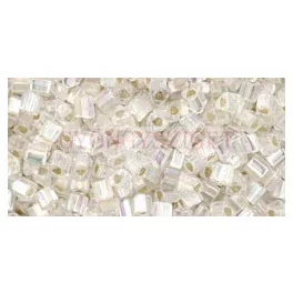   Toho Triangle Japanese Seed Bead  -  2021 - Silver-Lined Rainbow Crystal - 11/0