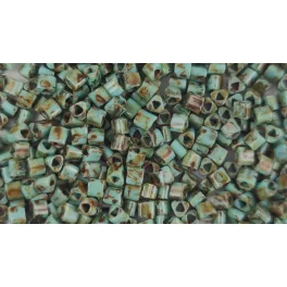   Toho Triangle Japanese Seed Bead  -  y307  -  HybridOpaque Turquoise Picasso  - 11/0
