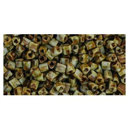   Toho Triangle Japanese Seed Bead  -  y312  -  Hybrid Opaque Gray Picasso  - 11/0