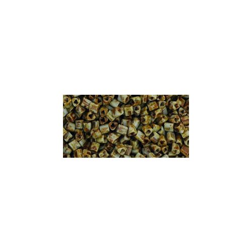 Toho Triangle Japanese Seed Bead  -  y312  -  Hybrid Opaque Gray Picasso  - 11/0