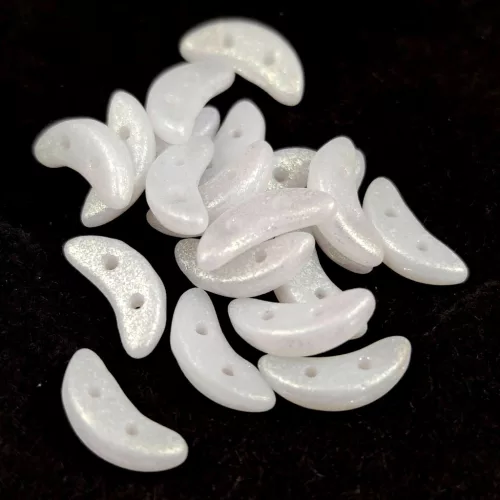 CzechMates 2 Hole Crescent Czech Glass Bead -  Colortrend Crystal Snowfrost - 10mm