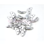CzechMates 2 Hole Crescent Czech Glass Bead - silver - 10mm