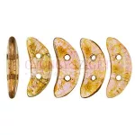 CzechMates 2 Hole Crescent Czech Glass Bead - Topaz Rose Gold Luster - 10mm