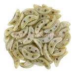 CzechMates 2 Hole Crescent Czech Glass Bead - alabaster picasso - 10mm
