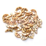 CzechMates 2 Hole Crescent Czech Glass Bead - alabaster picasso - 10mm