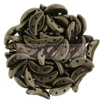 CzechMates 2 Hole Crescent Czech Glass Bead - dark bronze - 10mm