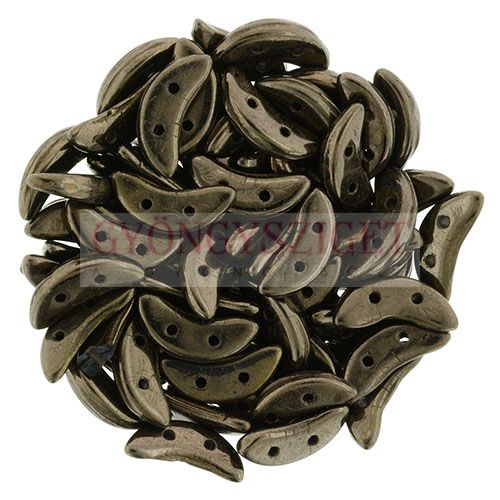 Crescent gyöngy - Kétlyukú félhold - Dark Bronze - 10mm