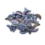 Crescent gyöngy - Kétlyukú félhold - Matte Iris Blue - 10mm