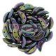 CzechMates 2 Hole Crescent Czech Glass Bead - purple metallic iris - 10mm
