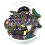 CzechMates 2 Hole Crescent Czech Glass Bead - purple metallic iris - 10mm