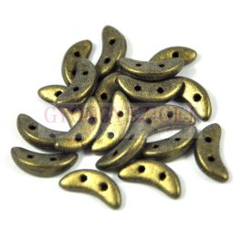   CzechMates 2 Hole Crescent Czech Glass Bead - matte metallic clay - 10mm