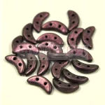 CzechMates 2 Hole Crescent Czech Glass Bead - Matte Metallic Mauve - 10mm