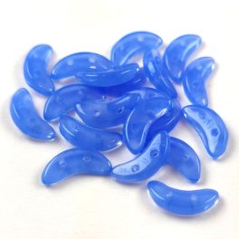   CzechMates 2 Hole Crescent Czech Glass Bead - Opal Sapphire - 10mm