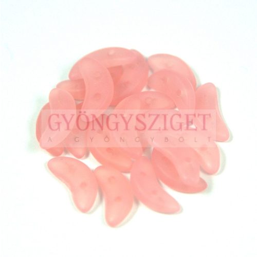 CzechMates 2 Hole Crescent Czech Glass Bead - trans matte pink - 10mm