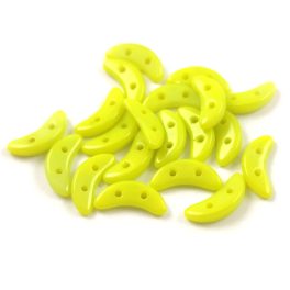   CzechMates 2 Hole Crescent Czech Glass Bead - opaque light green - 10mm