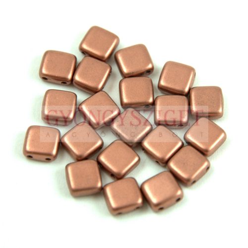 Tile Czech  2 Hole Glass Bead - Matt Copper - 6x6