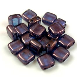   Tile Czech  2 Hole Glass Bead - Crystal Purple Vega Luster - 6x6