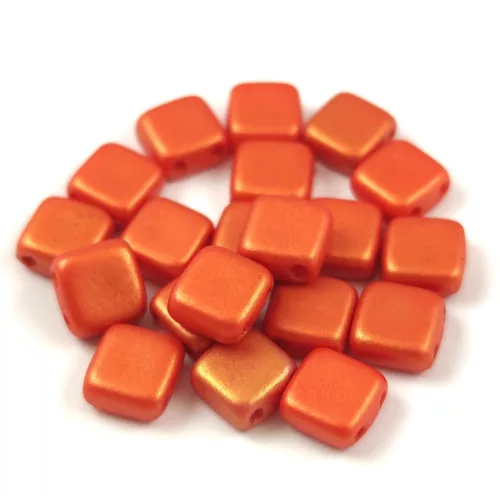 Tile gyöngy - Gold Shine Orange - 6x6mm
