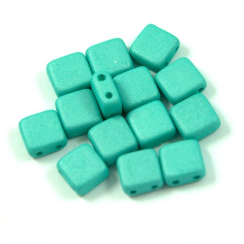 Tile gyöngy - silk satin turquoise green - 6x6mm