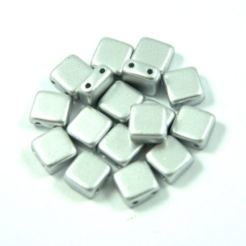 Tile gyöngy - Silver Metallic Satin - 6x6mm