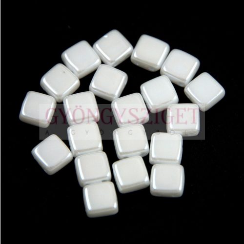 Tile gyöngy -  White Alabaster Pearl Luster - 6x6mm