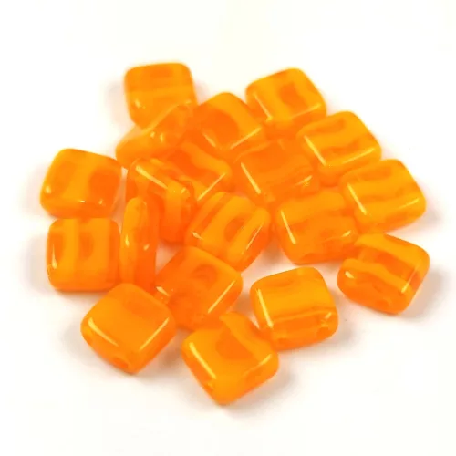 Tile gyöngy - Opal Orange - 6x6mm