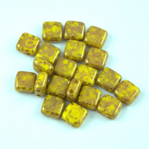 Tile Czech  2 Hole Glass Bead - Jonquil Purple Bronze Luster - 6x6