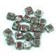 Tile Czech  2 Hole Glass Bead -  Dark Red Travertin - 6x6