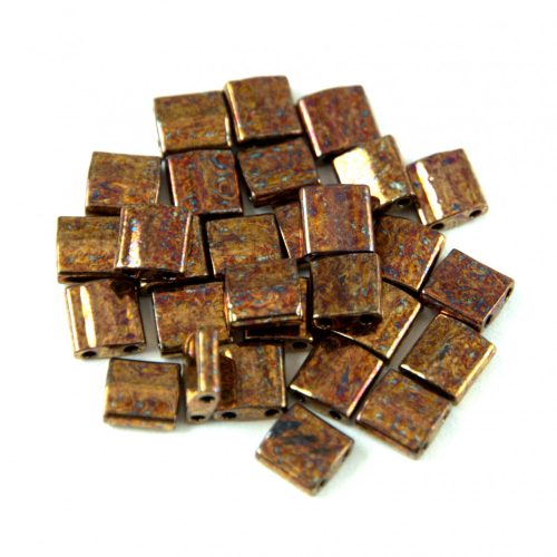 Miyuki Tila 2 Hole Japanese Seed Bead - 457b - Metallic Dark Raspberry Iris (Bronze) - 5x5mm