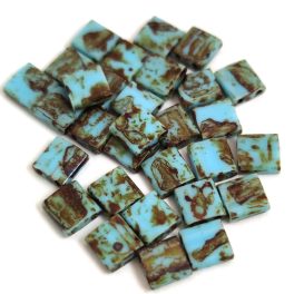   Miyuki tila gyöngy - 4514 - Opaque Turquoise Blue Picasso - 5x5mm