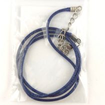   Textil viaszolt nyakláncalap - Blue - delfinkapoccsal - 45 cm