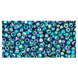   Toho Round Japanese Seed Bead   -  167bd  -  Transparent-Rainbow Teal  -  size: 11/0