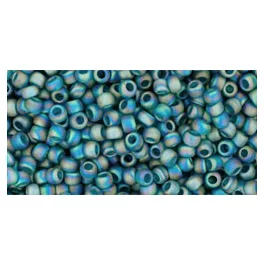   Toho Round Japanese Seed Bead   -  167bdf  -  Transparent-Rainbow Matt Teal  -  size: 11/0