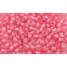   Toho Round Japanese Seed Bead  -  191B - Hot Pink-Lined Rainbow Crystal  -  size: 11/0