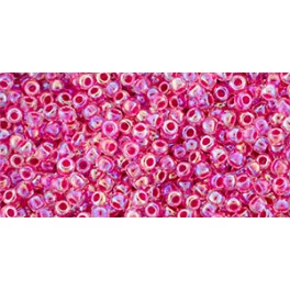   Toho Round Japanese Seed Bead  -  785  -  Hot Pink-Lined Crystal Luster -  size: 11/0
