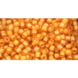   Toho Round Japanese Seed Bead  -  950f  -  Frosted Burnt Orange-Lined Jonquil -  size: 11/0