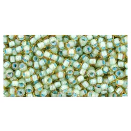   Toho Round Japanese Seed Bead  -  952  -  Sea Foam Lined Rainbow Lt Topaz -  size: 11/0