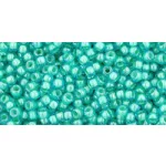 Toho Round Japanese Seed Bead  -  954  -  Lt. Jonquil Lined Aqua  -  size: 11/0