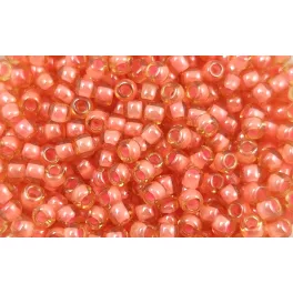   Toho Round Japanese Seed Bead  -  956  -  Coral-Lined Jonquil -  size: 11/0