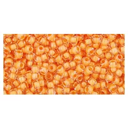   Toho Round Japanese Seed Bead  -  962  -  Peach-Lined Crystal-  size: 11/0