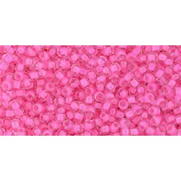   Toho Round Japanese Seed Bead  -  965  -  Carnation-Lined Crystal -  size: 11/0