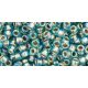 Toho Round Japanese Seed Bead  -  995  -  Gold Lined Rainbow Aqua Blue  -  size: 11/0