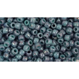   Toho Round Japanese Seed Bead  -  1206  -  Marbled Opaque Turquoise Amethyst -  size: 11/0