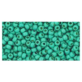   Toho Round Japanese Seed Bead  -  pf561f  - PermaFinish - Matte Galvanized Green Teal -  size: 11/0