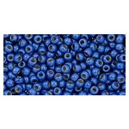   Toho Round Japanese Seed Bead  -  pf583f  -  PermaFinish - Matte Galvanized Denim Blue  -  size: 11/0