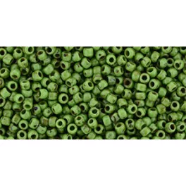   Toho Round Japanese Seed Bead  -  y321 -  HYBRID Opaque Mint Green - Picasso -  size: 11/0