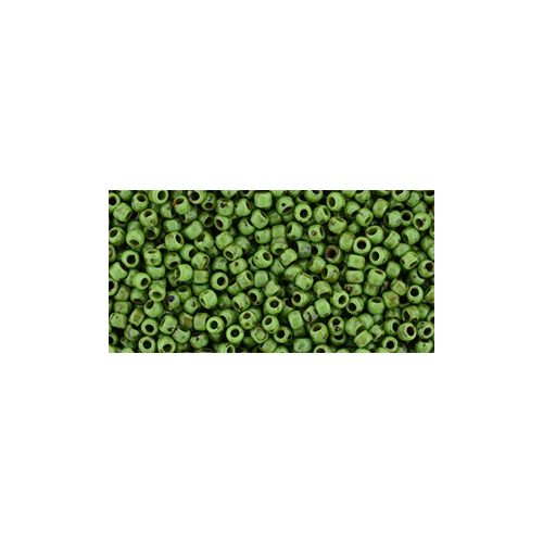 Toho Round Japanese Seed Bead  -  y321 -  HYBRID Opaque Mint Green - Picasso -  size: 11/0